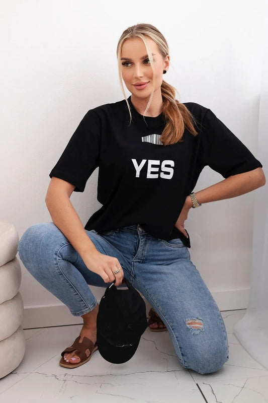 Bavlnené tričko Yes/No čierne