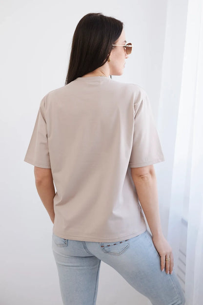 Bavlnené tričko Minimal svetlobéžové