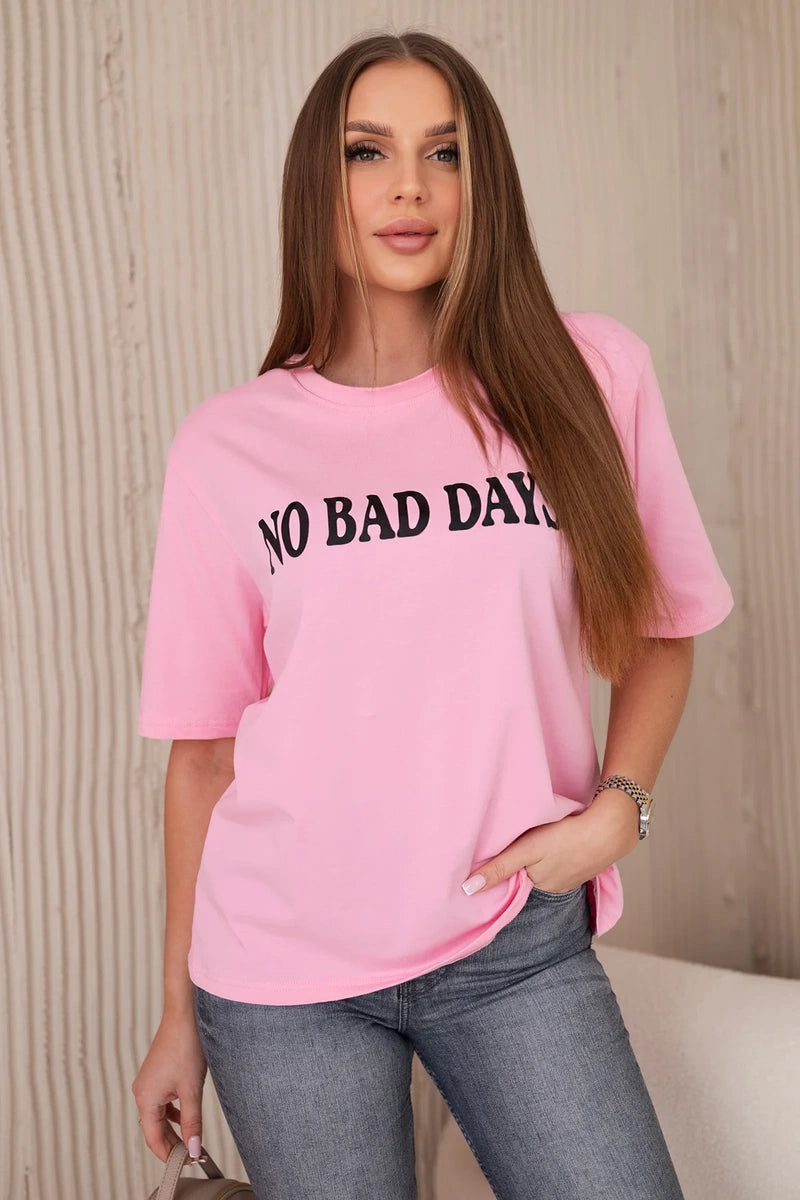 Bavlnené tričko No Bad Days ružové