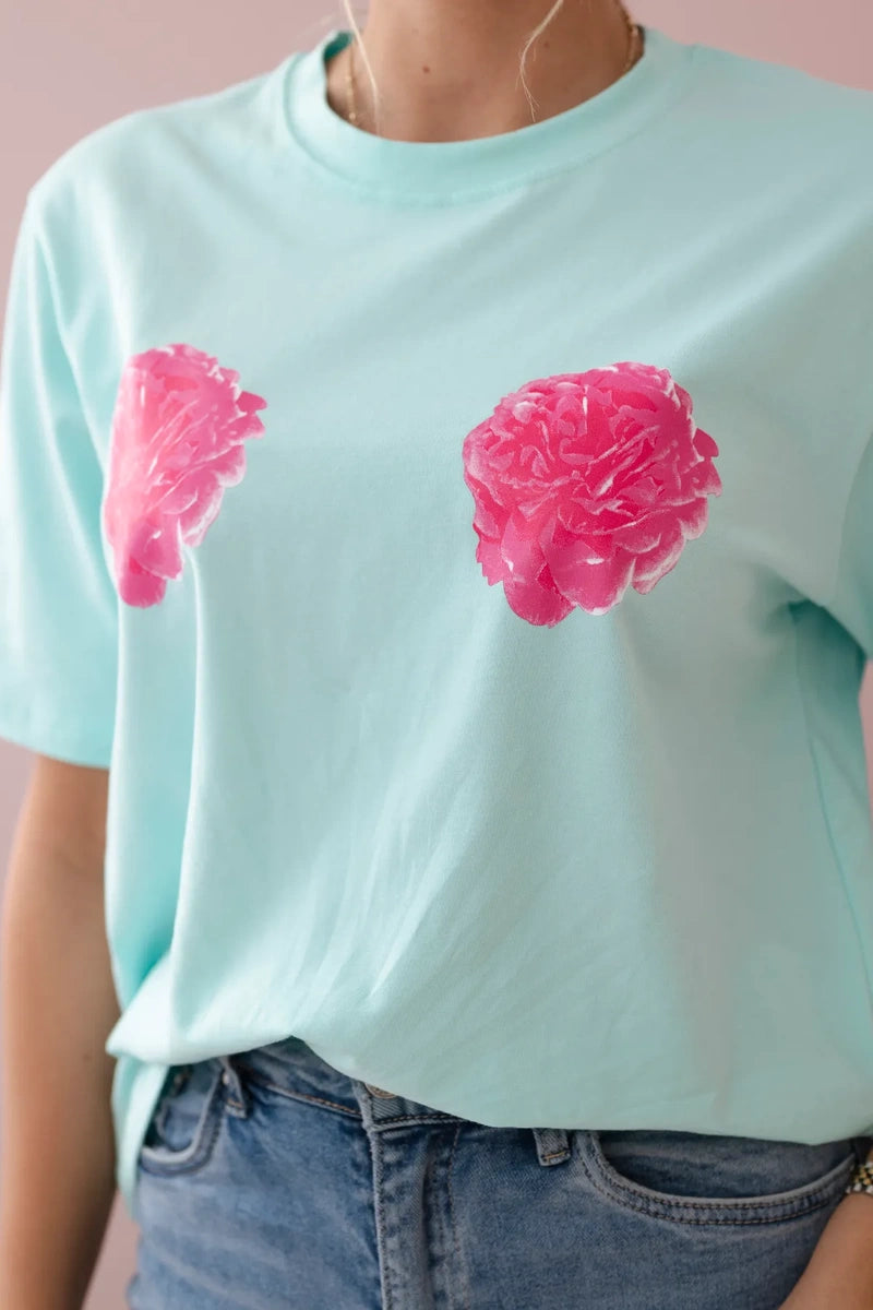 Bavlnené tričko Floral mentolové