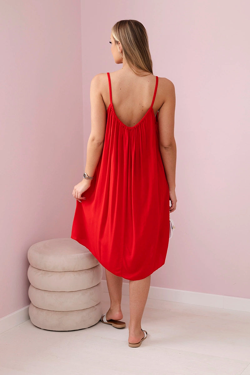 Letné šaty na ramienka Selena červené